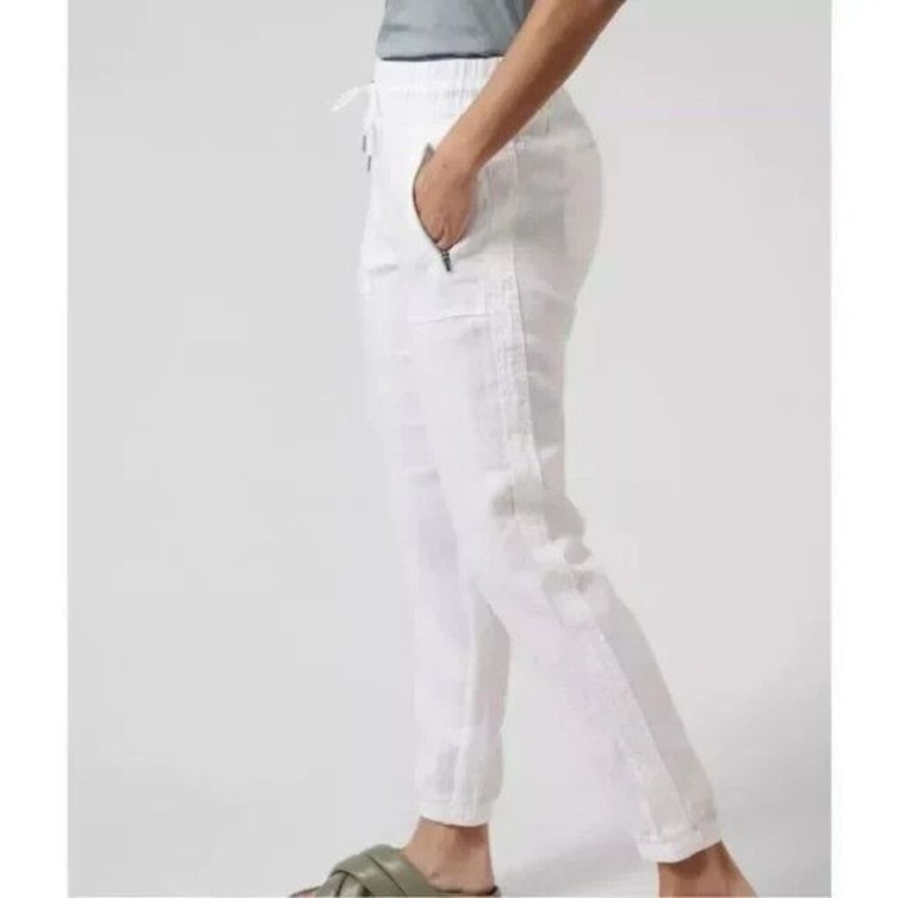 Athleta Cabo Linen Pull On Jogger Pants White Womens 4 Athleisure Casual Airy